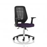 Relay Task Operator Chair Black Back With Folding Arms Bespoke Colour Tansy Purple KCUP0512