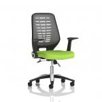 Relay Task Operator Chair Silver Back With Folding Arms Bespoke Colour Myrrh Green KCUP0514
