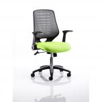 Relay Task Operator Chair Bespoke Colour Silver Back Myrrh Green With Folding Arms KCUP0514