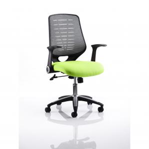 Relay Task Operator Chair Silver Back With Folding Arms Bespoke Colour