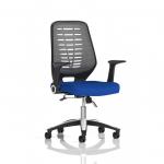 Relay Task Operator Chair Silver Back With Folding Arms Bespoke Colour Stevia Blue KCUP0515