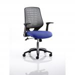 Relay Task Operator Chair Bespoke Colour Silver Back Stevia Blue With Folding Arms KCUP0515