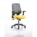 Relay Task Operator Chair Bespoke Colour Silver Back Senna Yellow With Folding Arms KCUP0517