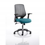 Relay Task Operator Chair Bespoke Colour Silver Back Maringa Teal With Folding Arms KCUP0519