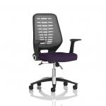 Relay Task Operator Chair Silver Back With Folding Arms Bespoke Colour Tansy Purple KCUP0520