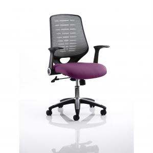 Relay Task Operator Chair Silver Back With Folding Arms Bespoke Colour