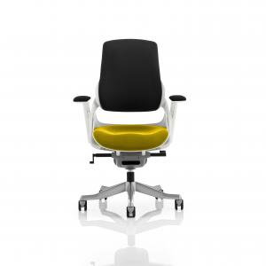 Zure White Shell Black Fabric Back Bespoke Colour Seat Senna Yellow