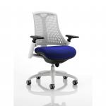 Flex Task Operator Chair White Frame White Back Bespoke Colour Seat Stevia Blue KCUP0731
