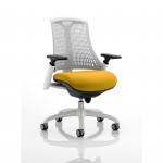 Flex Task Operator Chair White Frame White Back Bespoke Colour Seat Yellow KCUP0733