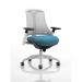 Flex Task Operator Chair White Frame White Back Bespoke Colour Seat Maringa Teal KCUP0735