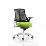 Flex Task Operator Chair White Frame Black Back Bespoke Colour Seat Myrrh Green KCUP0746