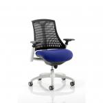 Flex Task Operator Chair White Frame Black Back Bespoke Colour Seat Stevia Blue KCUP0747