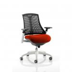 Flex Task Operator Chair White Frame Black Back Bespoke Colour Seat Tabasco Orange KCUP0748