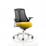 Flex Task Operator Chair White Frame Black Back Bespoke Colour Seat Yellow KCUP0749