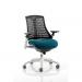Flex Task Operator Chair White Frame Black Back Bespoke Colour Seat Teal KCUP0751