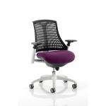 Flex Task Operator Chair White Frame Black Back Bespoke Colour Seat Tansy Purple KCUP0752