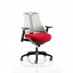 Flex Task Operator Chair Black Frame White Back Bespoke Colour Seat Bergamot Cherry KCUP0761