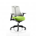 Flex Task Operator Chair Black Frame White Back Bespoke Colour Seat Lime KCUP0762