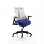 Flex Task Operator Chair Black Frame White Back Bespoke Colour Seat Stevia Blue KCUP0763