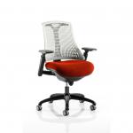 Flex Task Operator Chair Black Frame White Back Bespoke Colour Seat Tabasco Orange KCUP0764