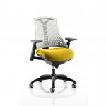 Flex Task Operator Chair Black Frame White Back Bespoke Colour Seat Yellow KCUP0765