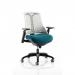 Flex Task Operator Chair Black Frame White Back Bespoke Colour Seat Maringa Teal KCUP0767