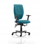 Sierra Executive Chair Black Fabric With Arms In Maringa Teal KCUP0782