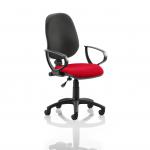 Eclipse I Lever Task Operator Chair Black Back Bespoke Seat With Loop Arms In Bergamot Cherry KCUP0792