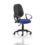 Eclipse I Lever Task Operator Chair Black Back Bespoke Seat With Loop Arms In Admiral Blue KCUP0793