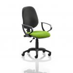 Eclipse I Lever Task Operator Chair Black Back Bespoke Seat With Loop Arms In Lime KCUP0794