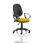 Eclipse Plus I Lever Task Operator Chair Black Back Bespoke Seat With Loop Arms In Senna Yellow KCUP0795