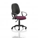 Eclipse Plus I Lever Task Operator Chair Black Back Bespoke Seat With Loop Arms In Tansy Purple KCUP0796