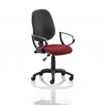 Eclipse I Lever Task Operator Chair Black Back Bespoke Seat With Loop Arms In Ginseng Chilli KCUP0797