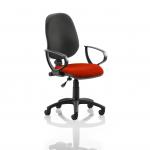 Eclipse Plus I Lever Task Operator Chair Black Back Bespoke Seat With Loop Arms In Tabasco Orange KCUP0799