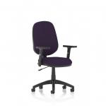The image shows a stylish and modern Dynamic General Desk Chair in the color Tansy Purple. It features adjustable arms and a height adjustable lever, making it suitable for various tasks and work settings. The back and seat are customized in a matching bespoke color, adding a touch of individuality to the overall design.