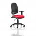 Eclipse I Lever Task Operator Chair Black Back Bespoke Seat With Height Adjustable Arms In Post Box Red KCUP0816