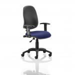 Eclipse I Lever Task Operator Chair Black Back Bespoke Seat With Height Adjustable Arms In Admiral Blue KCUP0817