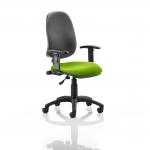 Eclipse I Lever Task Operator Chair Black Back Bespoke Seat With Height Adjustable Arms In Lime KCUP0818