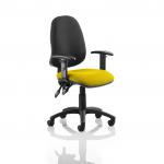Eclipse I Lever Task Operator Chair Black Back Bespoke Seat With Height Adjustable Arms In Yellow KCUP0819
