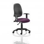 Eclipse I Lever Task Operator Chair Black Back Bespoke Seat With Height Adjustable Arms In Purple KCUP0820