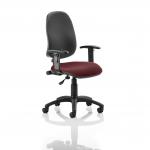 Eclipse I Lever Task Operator Chair Black Back Bespoke Seat With Height Adjustable Arms In Ginseng Chilli KCUP0821
