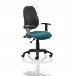 Eclipse I Lever Task Operator Chair Black Back Bespoke Seat With Height Adjustable Arms In Teal KCUP0822