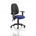 Eclipse II Lever Task Operator Chair Black Back Bespoke Seat With Height Adjustable Arms In Admiral Blue KCUP0841