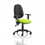 Eclipse II Lever Task Operator Chair Black Back Bespoke Seat With Height Adjustable Arms In Lime KCUP0842