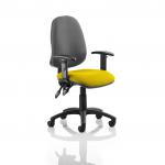 Eclipse II Lever Task Operator Chair Black Back Bespoke Seat With Height Adjustable Arms In Yellow KCUP0843