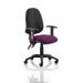 Eclipse II Lever Task Operator Chair Black Back Bespoke Seat With Height Adjustable Arms In Purple KCUP0844