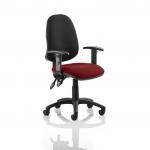 Eclipse II Lever Task Operator Chair Black Back Bespoke Seat With Height Adjustable Arms In Ginseng Chilli KCUP0845