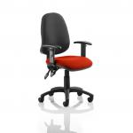 Eclipse II Lever Task Operator Chair Black Back Bespoke Seat With Height Adjustable Arms In Orange KCUP0847