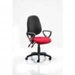 Eclipse II Lever Task Operator Chair Black Back Bespoke Seat With Loop Arms In Bergamot Cherry KCUP0848