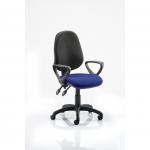 Eclipse II Lever Task Operator Chair Black Back Bespoke Seat With Loop Arms In Admiral Blue KCUP0849